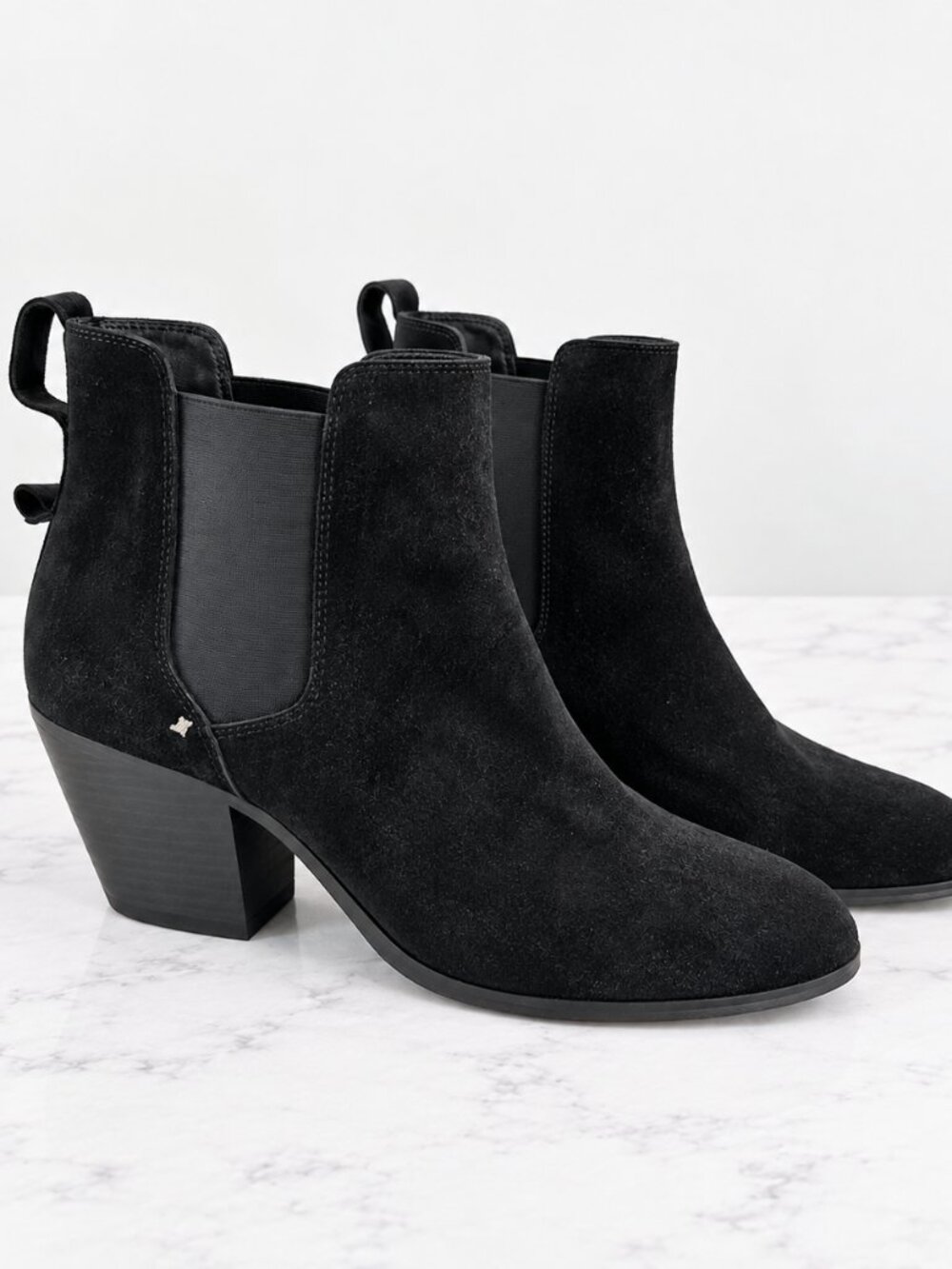 rag & bone Womens 38.5 Black Suede Chelsea Ankle Boots Block Heel Pull On